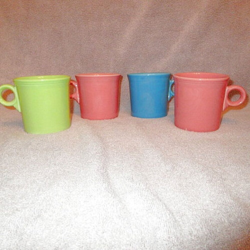 SET OF 4 Vintage FIESTA Tom & Jerry Ring MUGS Homer Laughlin HLC Stoneware USA